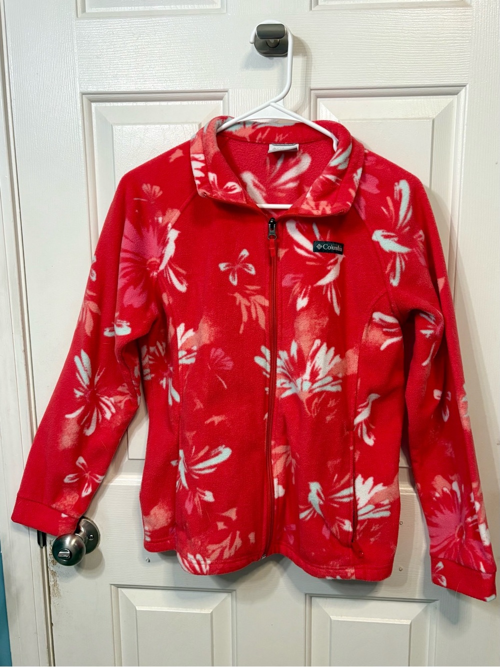 Columbia Bright Pink Floral Teddy Fleece Jacket - Full Zip